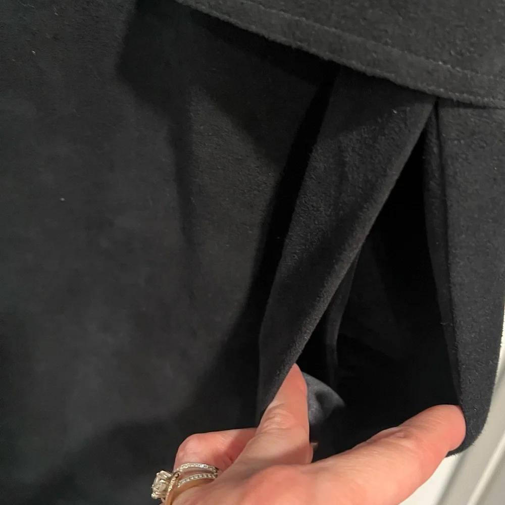 Virginia Holmes Elegant‎ Faux Suede Black Long Coat. Size Medium.